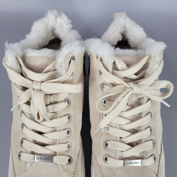 J/SLIDES Leslie Shearling Trim Suede Leather Mid Top Sneakers Size 7 Women's - Picture 6 of 15